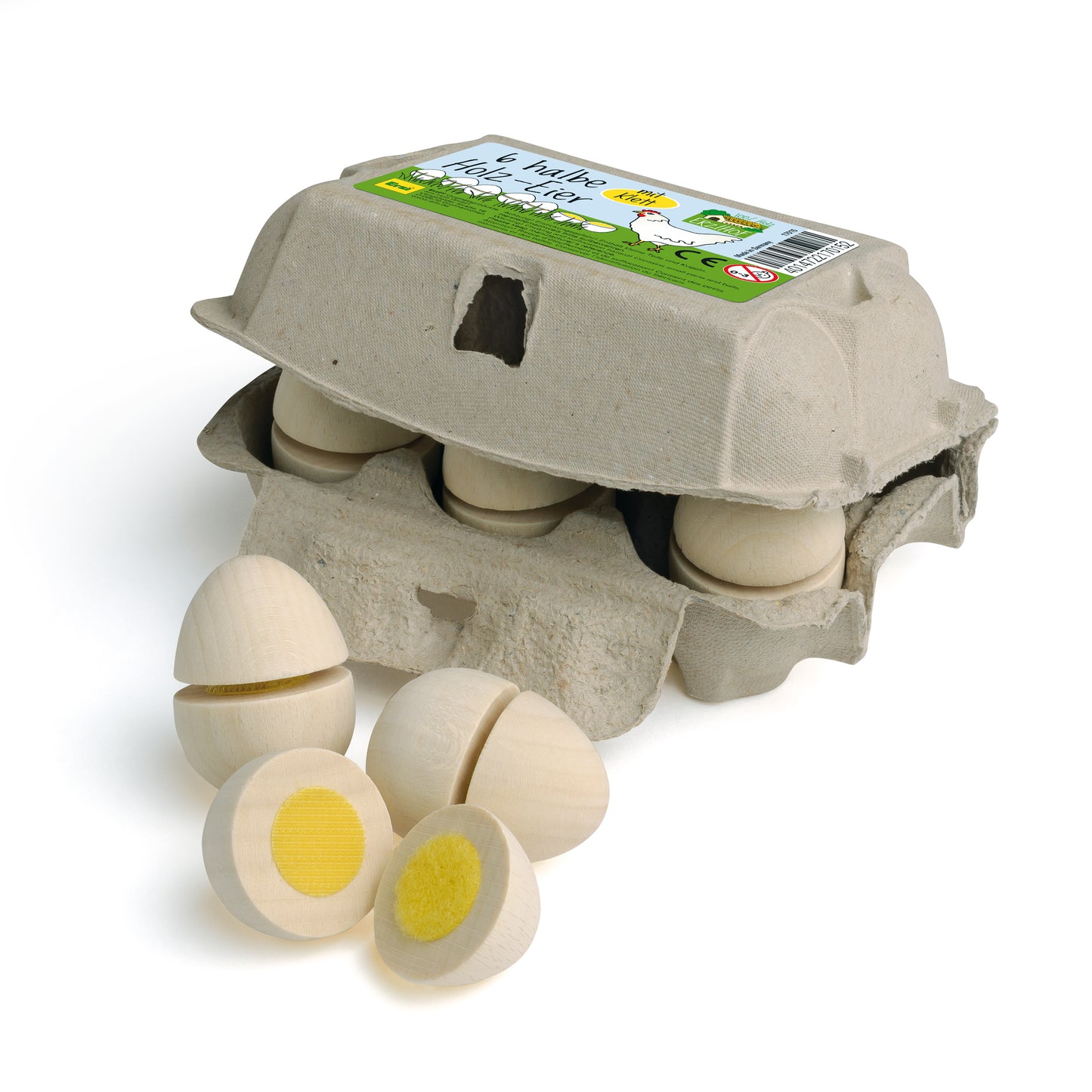 Erzi Дървен Комплект За Игра Хранителни Продукти - Яйца За Рязане В Кутия