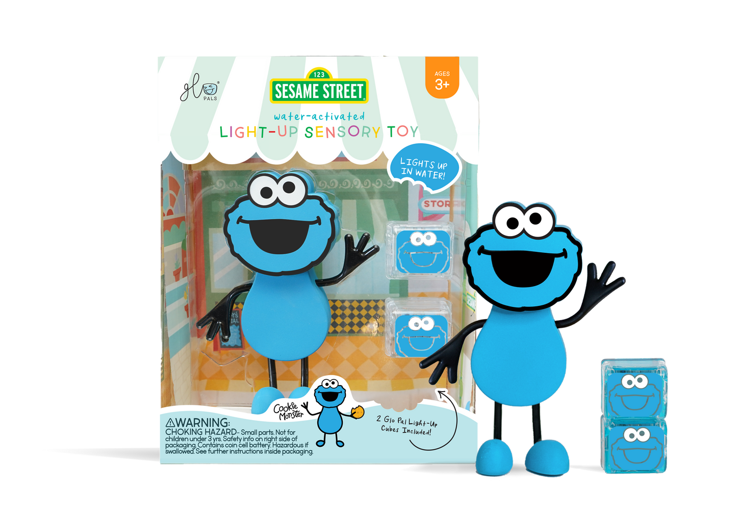 Glo Pals Сензорни светещи кубчета с герой Cookie Monster